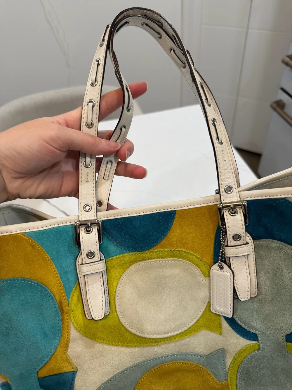 Coach Limited Edition Optic C Patchwork Suede Gallery Tote F03682